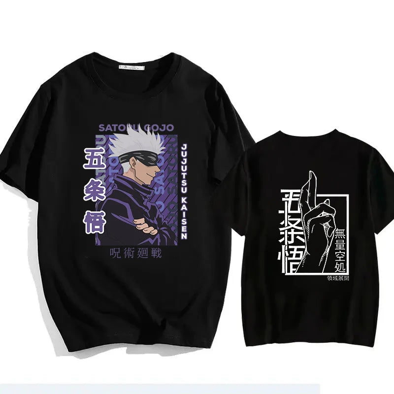 Jujutsu Kaisen Satoru Gojo Unisex Pure Cotton T-shirt 2026 Summer Anime Print Round Neck Casual Parent-child Short Sleeved Top