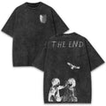 VORLIX Attack on Titan Eren & Mikasa Vintage Washed T-Shirt - High Quality 100% Cotton Anime Tee for Men and Women