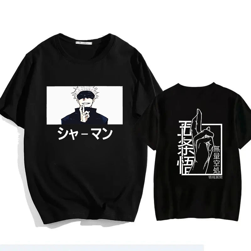 Jujutsu Kaisen Satoru Gojo Unisex Pure Cotton T-shirt 2026 Summer Anime Print Round Neck Casual Parent-child Short Sleeved Top