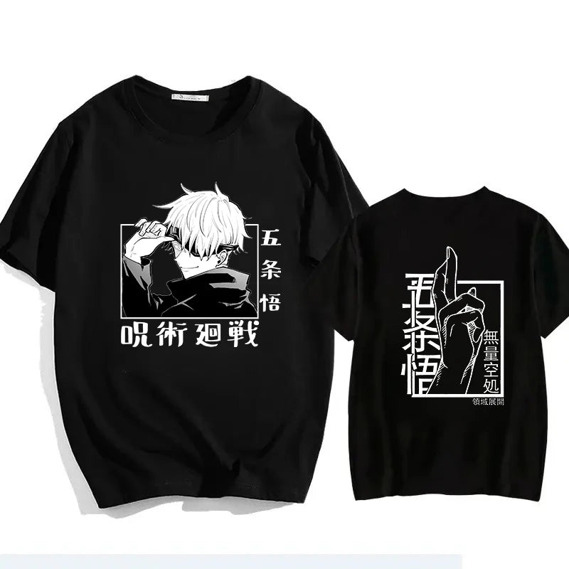 Jujutsu Kaisen Satoru Gojo Unisex Pure Cotton T-shirt 2026 Summer Anime Print Round Neck Casual Parent-child Short Sleeved Top