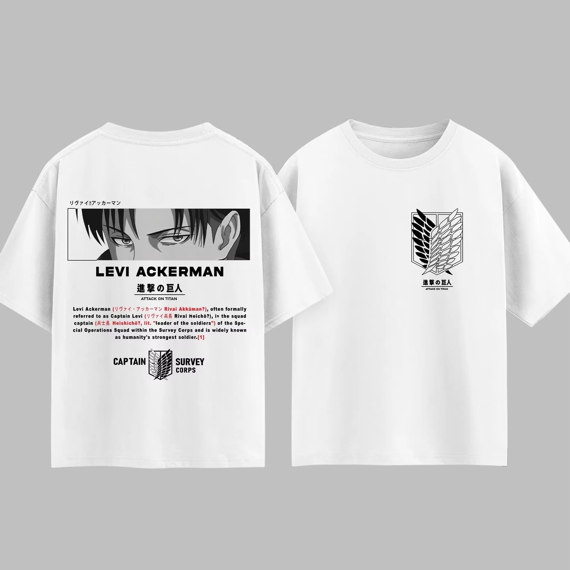 VORLIX Anime T-Shirt - Attack on Titan Levi Ackerman Men & Women Cotton Summer Top