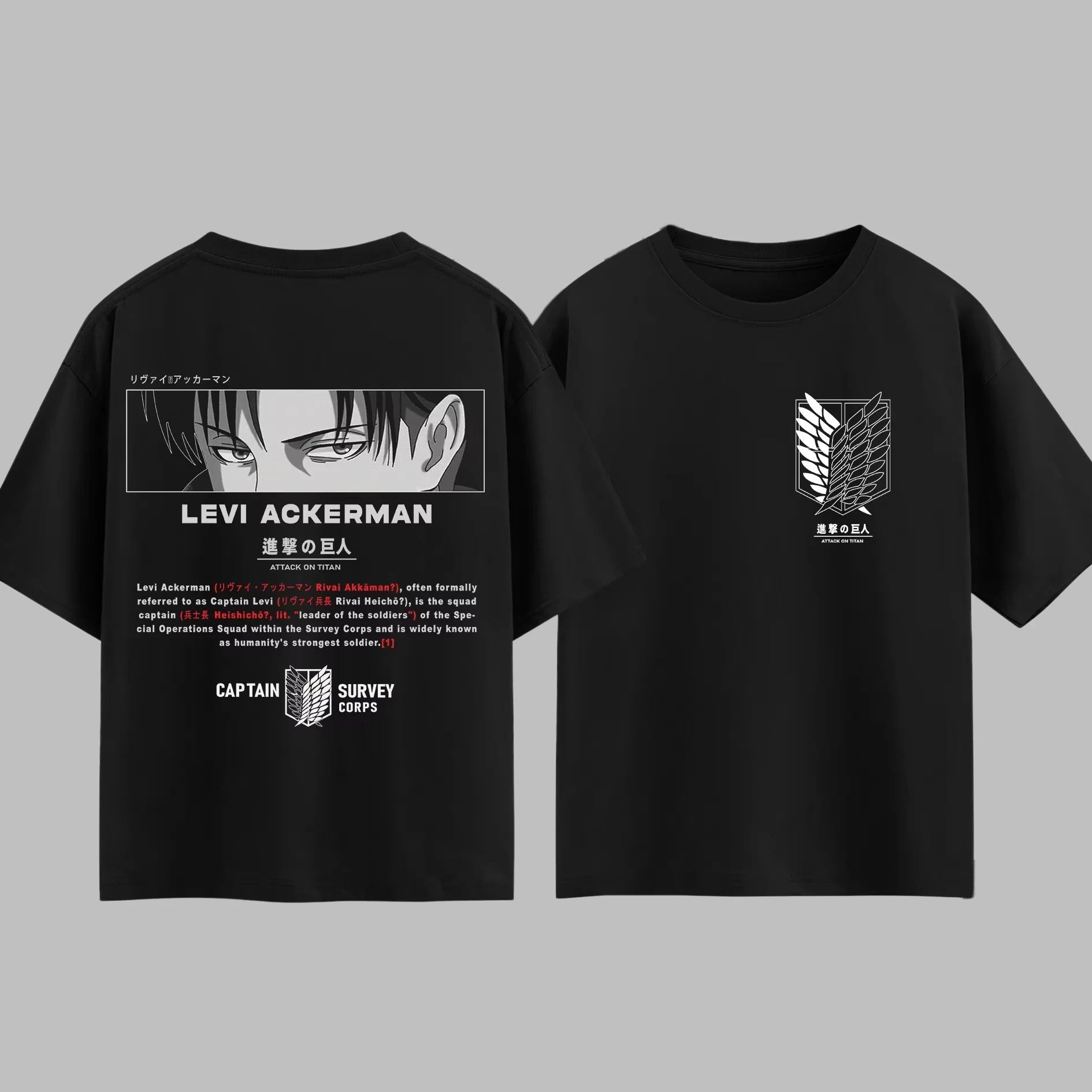 VORLIX Anime T-Shirt - Attack on Titan Levi Ackerman Men & Women Cotton Summer Top