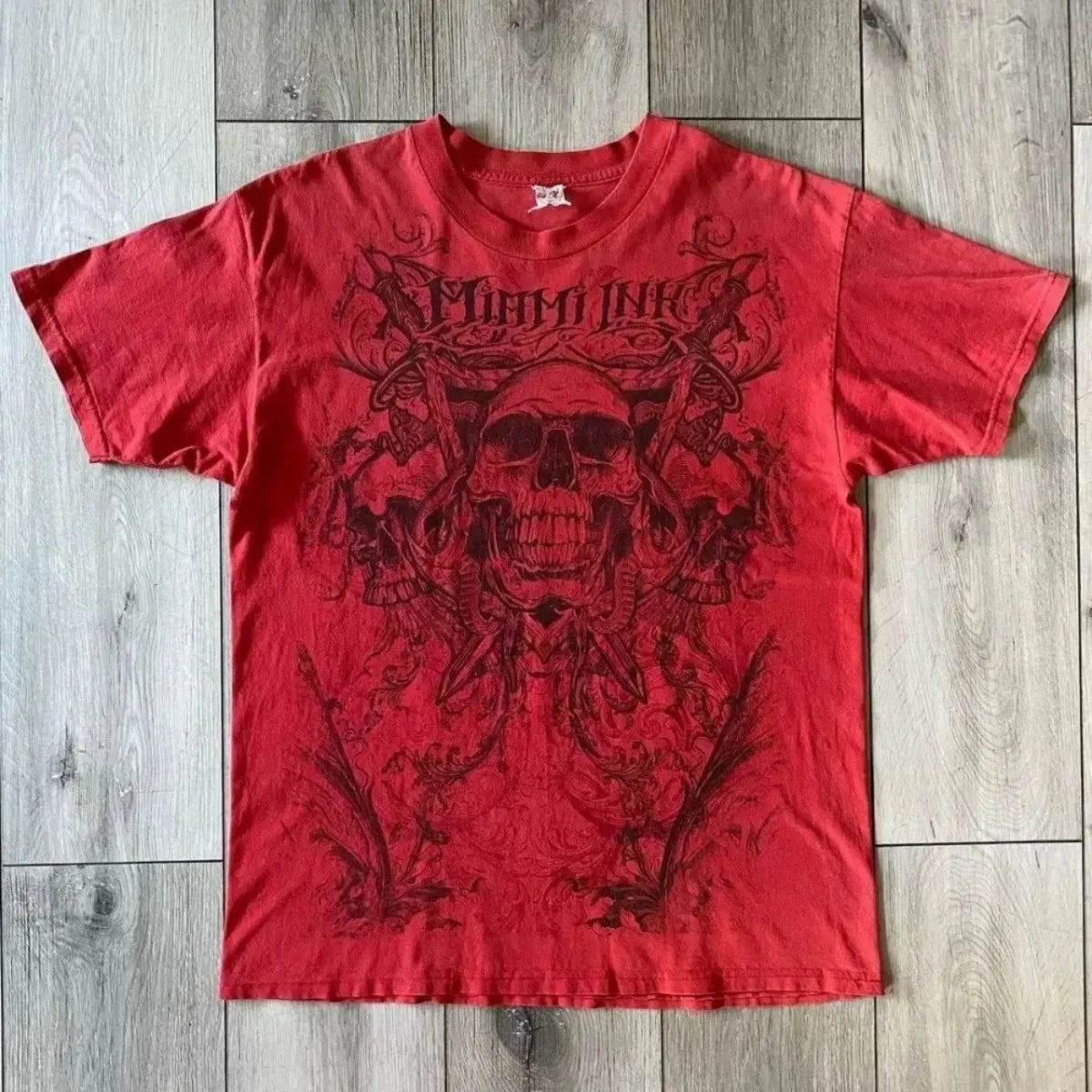 Summer American Men's Gothic Angel Wing Letter Printed Comfortable and Breathable Round Neck T-shirt Outdoor Street Top