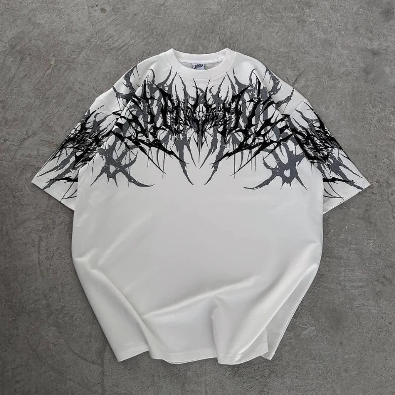 Vorlix Y2K Cyberpunk Stencil Print T-Shirt