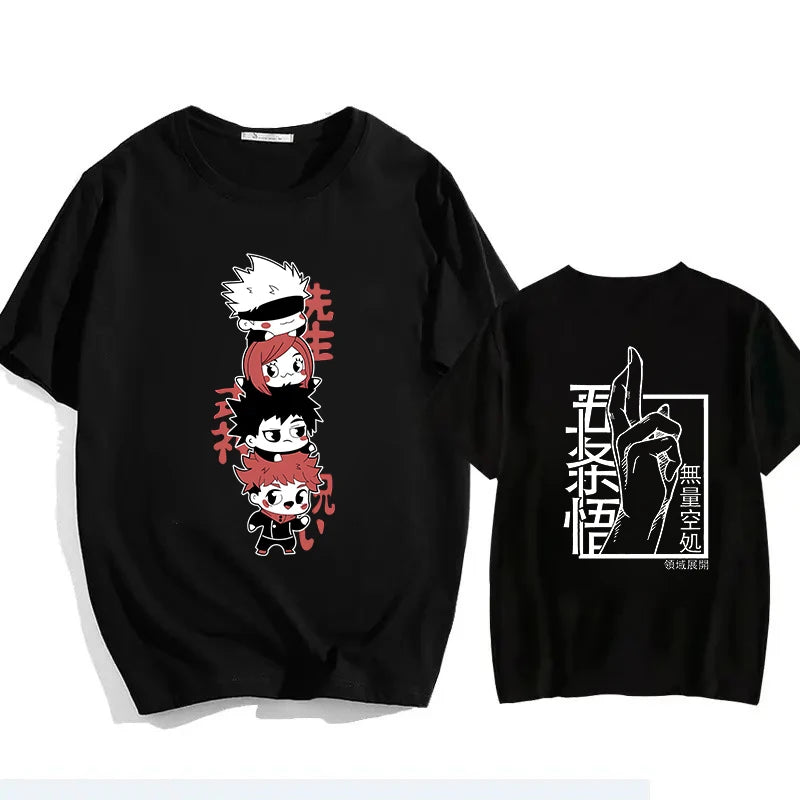 Jujutsu Kaisen Satoru Gojo Unisex Pure Cotton T-shirt 2026 Summer Anime Print Round Neck Casual Parent-child Short Sleeved Top