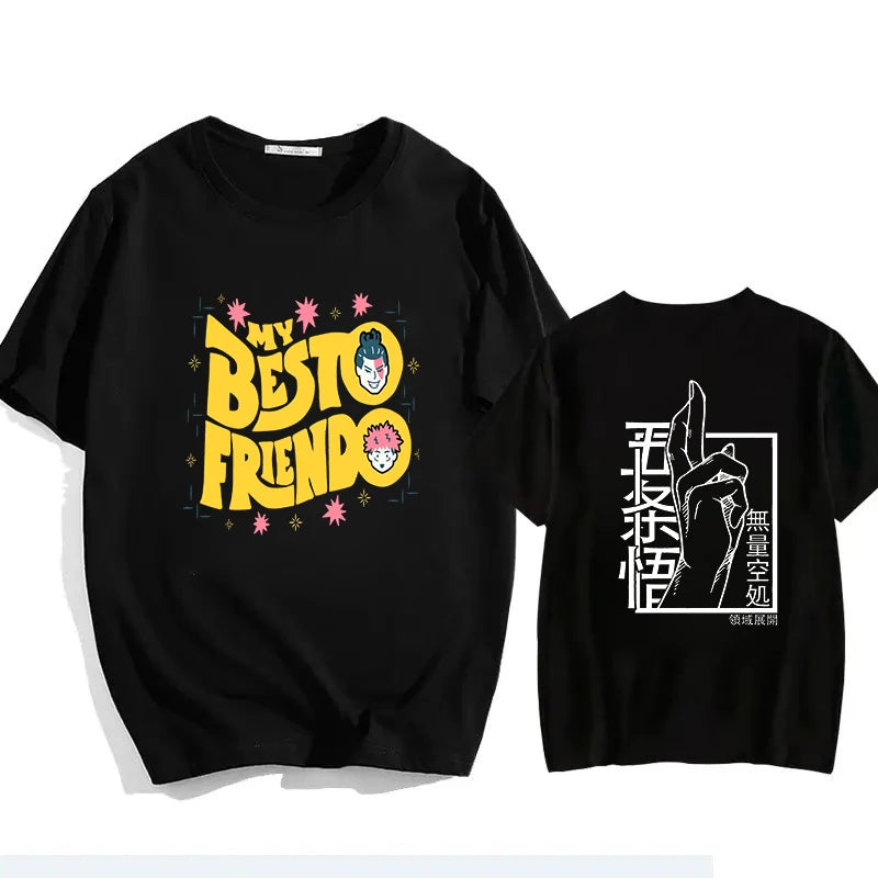 Jujutsu Kaisen Satoru Gojo Unisex Pure Cotton T-shirt 2026 Summer Anime Print Round Neck Casual Parent-child Short Sleeved Top