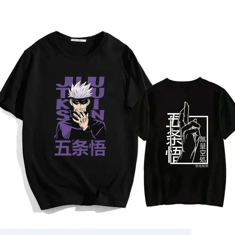 Jujutsu Kaisen Satoru Gojo Unisex Pure Cotton T-shirt 2026 Summer Anime Print Round Neck Casual Parent-child Short Sleeved Top
