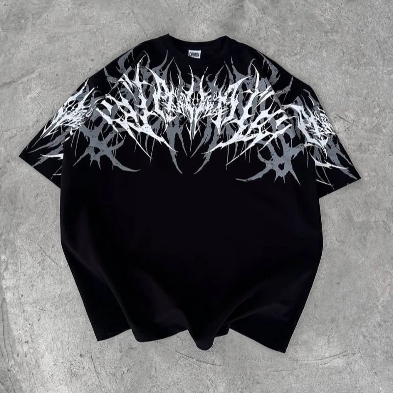 Vorlix Y2K Cyberpunk Stencil Print T-Shirt