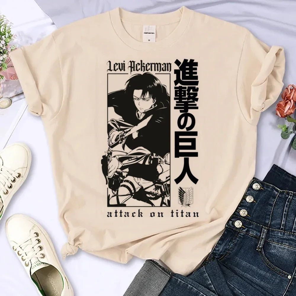 Japanese Anime Attack on Titan T-Shirt Men Women Ackerman Mikasa Eren Jaeger Graphics Clothes Unisex Cartoon Tops Tees Male