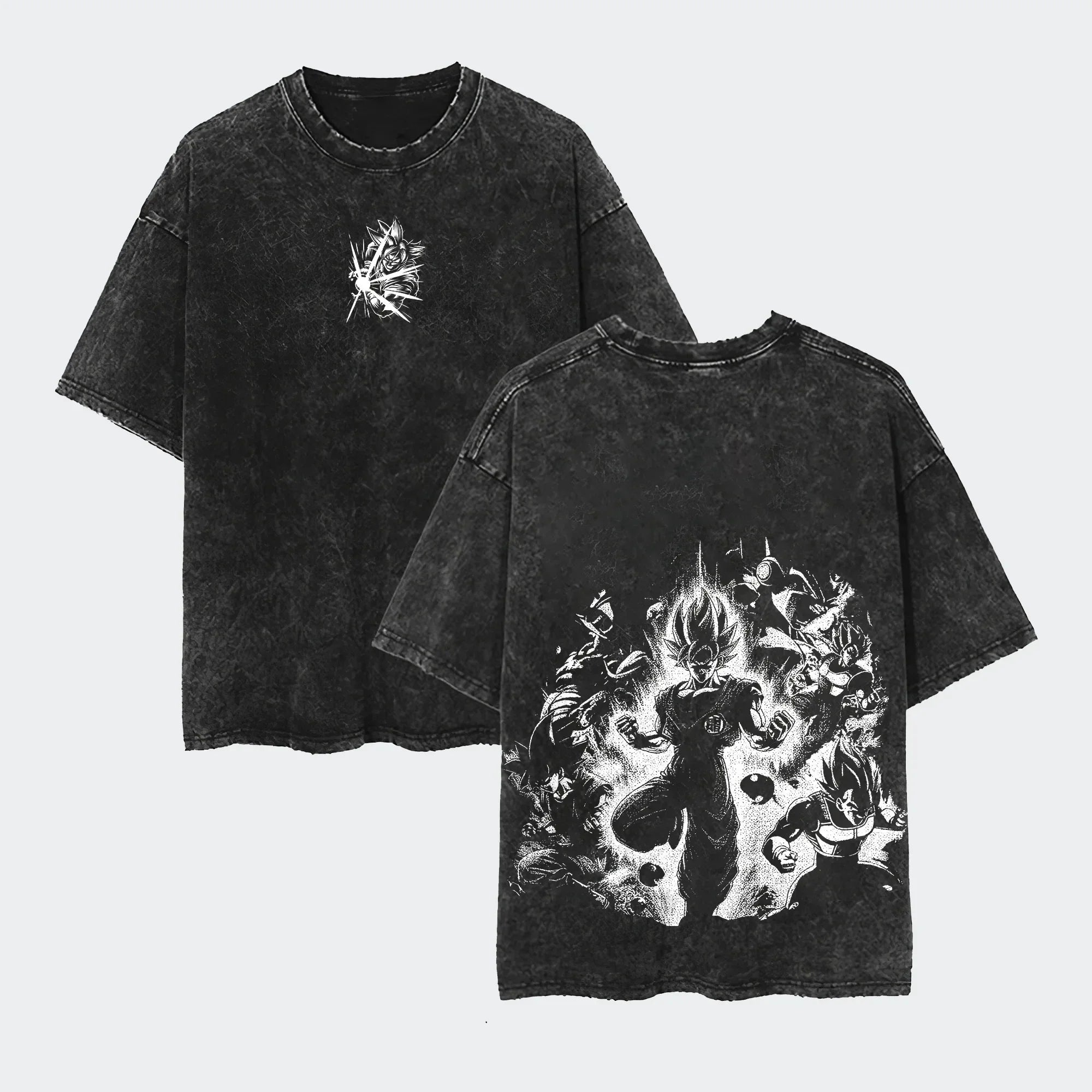 Anime Dragon Ball Cosplay Washed Goku T-Shirt Cotton Loose Large Casual Sports Vegeta Gym T-Shirt Men's Harajuku Tee Clothing
