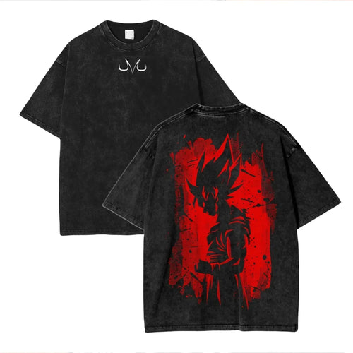 Anime Dragon Ball Cosplay Washed T-Shirt Cotton Short Sleeve Loose Large Casual Sports Fitness T-Shirt Men's Harajuku Clothing