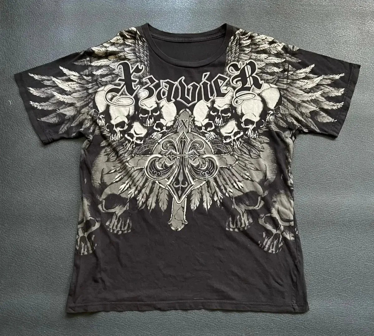 Summer American Men's Gothic Angel Wing Letter Printed Comfortable and Breathable Round Neck T-shirt Outdoor Street Top