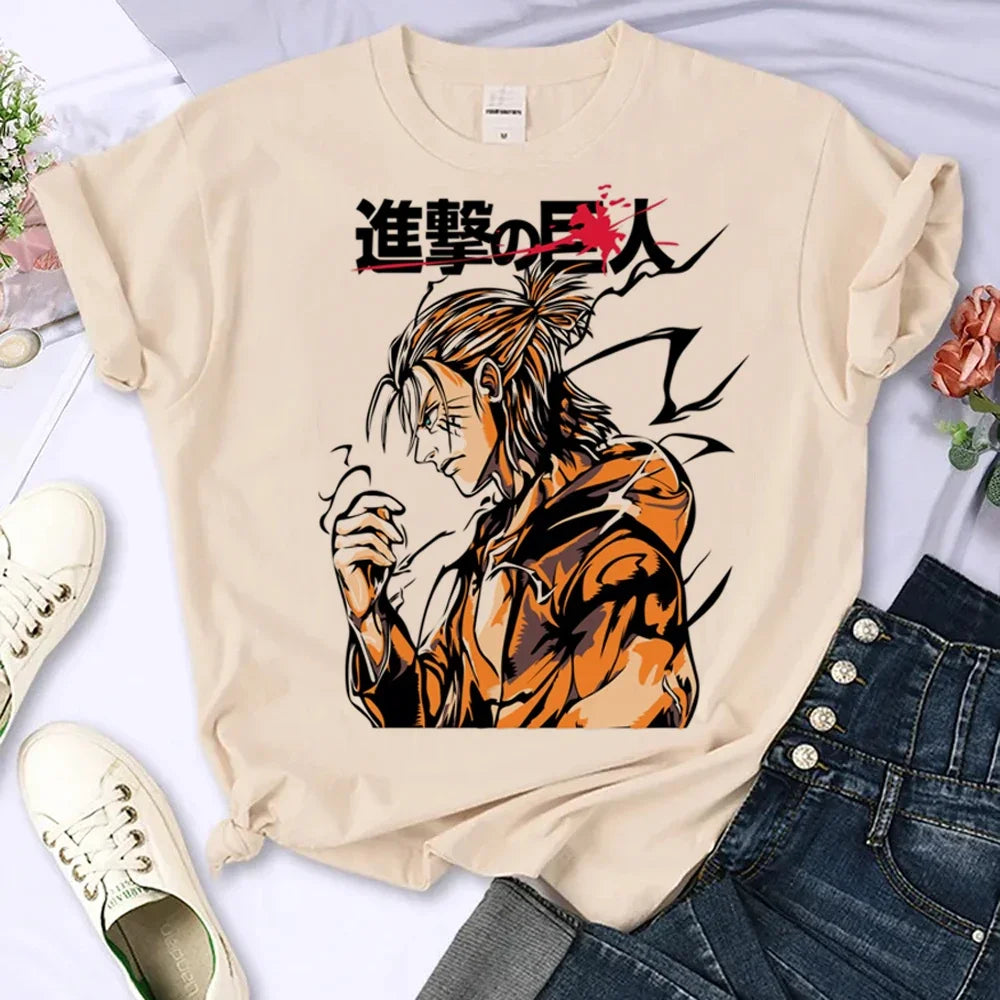 Japanese Anime Attack on Titan T-Shirt Men Women Ackerman Mikasa Eren Jaeger Graphics Clothes Unisex Cartoon Tops Tees Male