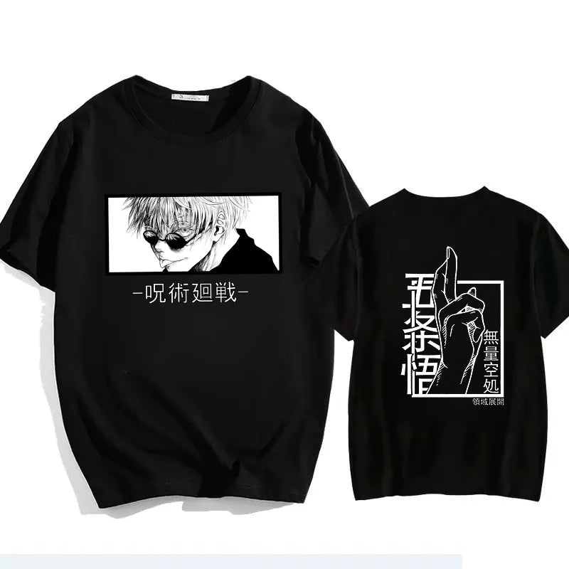 Jujutsu Kaisen Satoru Gojo Unisex Pure Cotton T-shirt 2026 Summer Anime Print Round Neck Casual Parent-child Short Sleeved Top
