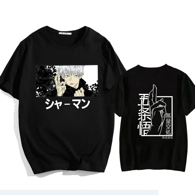 Jujutsu Kaisen Satoru Gojo Unisex Pure Cotton T-shirt 2026 Summer Anime Print Round Neck Casual Parent-child Short Sleeved Top